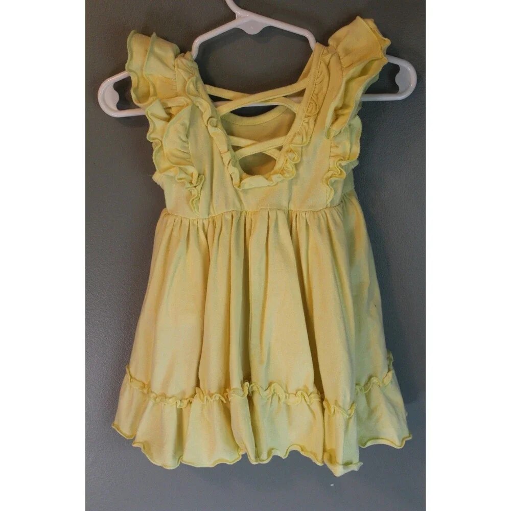 Serendipity Spring Summer Dress Yellow Size 9m Cotton Ruffles